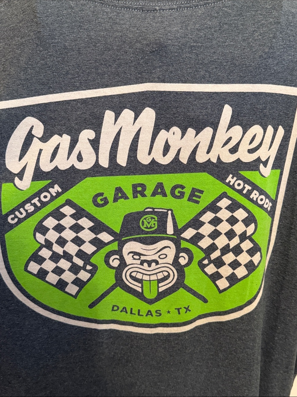 🐒🐒🐒3 for 12$🐒🐒🐒Gas Monkey Garage Graphic Tee - Charcoal with Green & White Logo